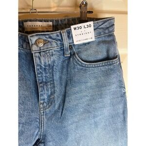 TOPSHOP‎ Straight Leg Jeans W30 L30 Light Wash High Waisted Denim